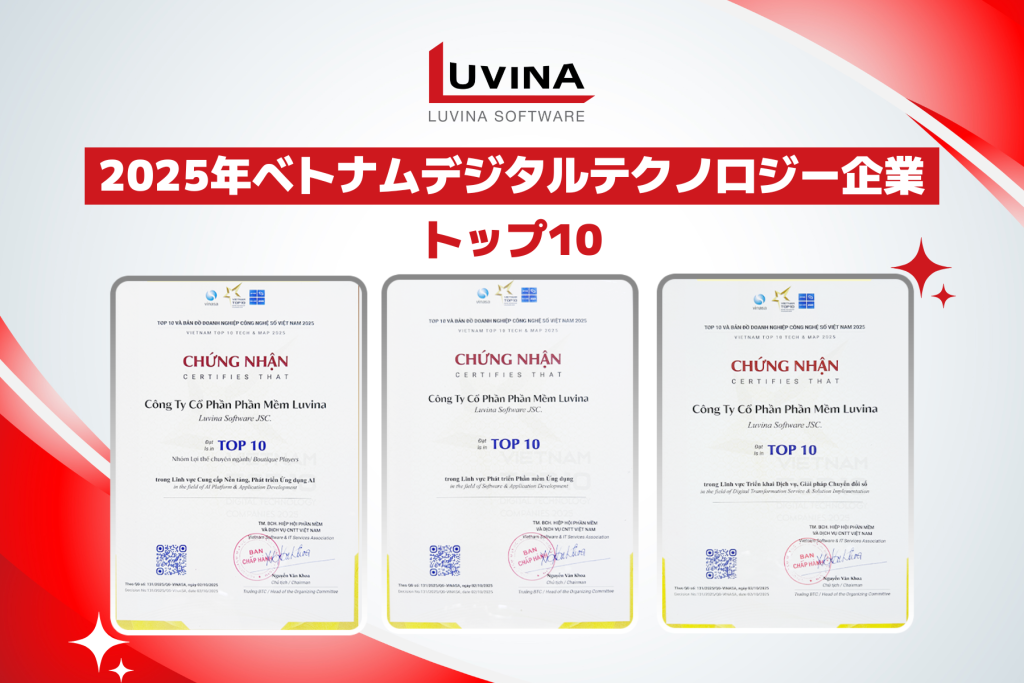luvina software top 10 vietnam digital technology companies award certificate